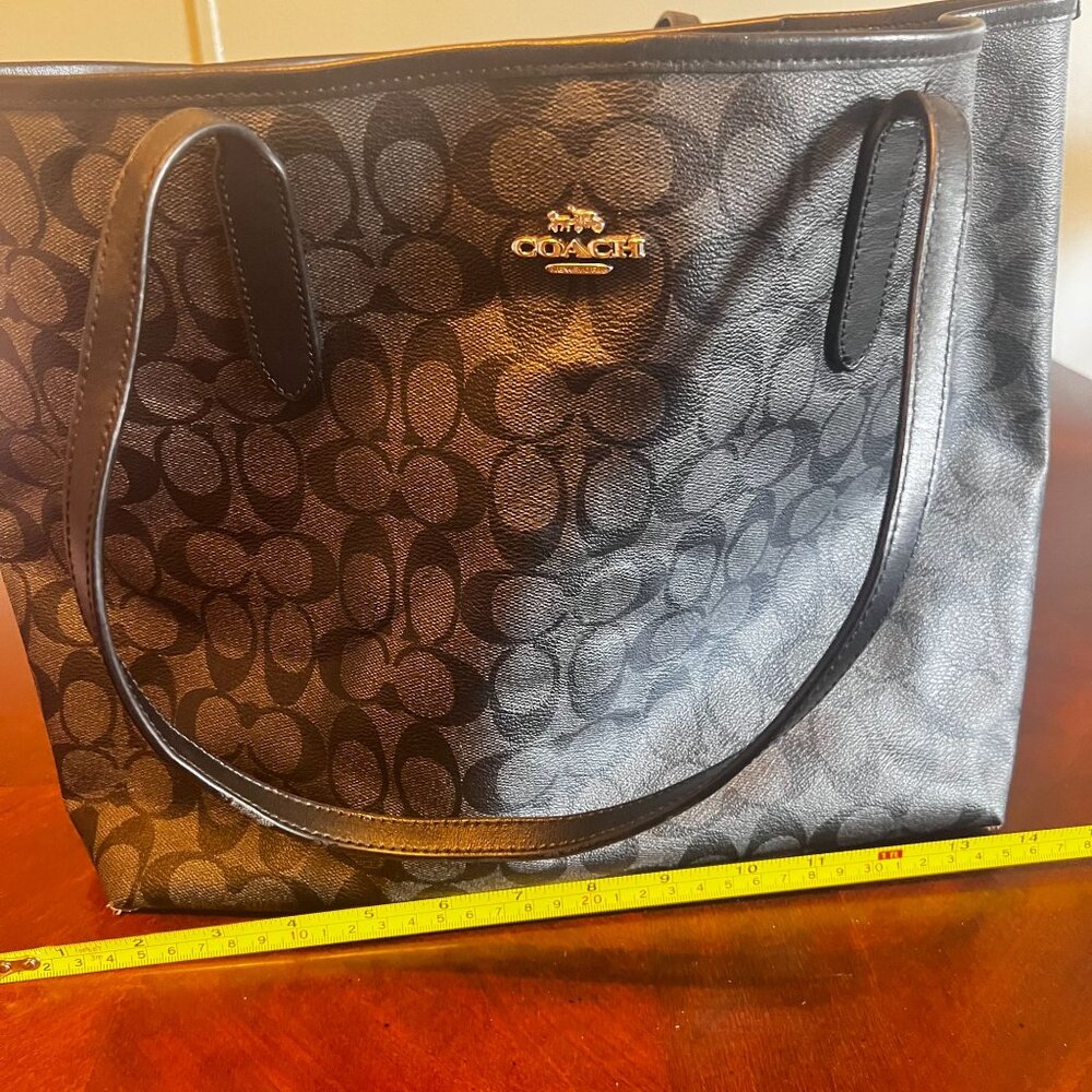 Coach City Tote Signature Canvas Black Shoulder Bag large‎ tote bag - Picture 8 of 13